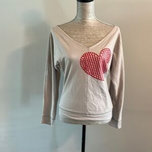 Wet Seal size small lightweight vneck sweatshirt with puffed red heart on front